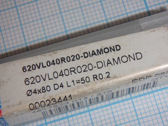 Фреза цельная концевая 620vl040r020-diamond Ф4х80 d4 L1=50 R0.2 00023441 4624108-014-320