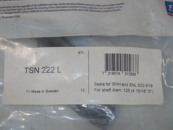 Уплотнение корпуса SKF TSN222L Seals for SNH and SNL 522-619 For shaft diam.125(4 15/16", 5")