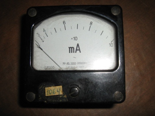 Миллиамперметр Ц4200 пр.изм.0-100mA, кл.т. 2,5. 1984г.в.