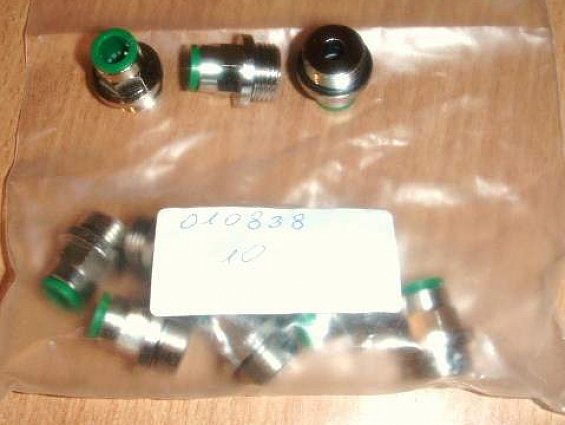 Фитинг G3/8" - 8мм 010838 PNEUMAX латунный никелированный цанговый прямой ПНЕВМАКС ИТАЛИЯ