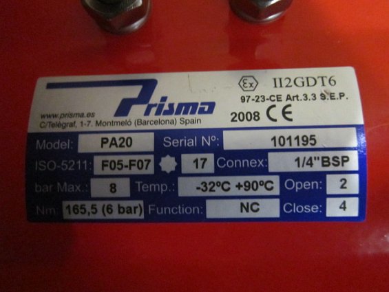 Затвор ЗПТС-FLW-3-150-MN-НТ+ пневмопривод Prisma PA20 Ду150 Ру16 диск чугун GGG-40