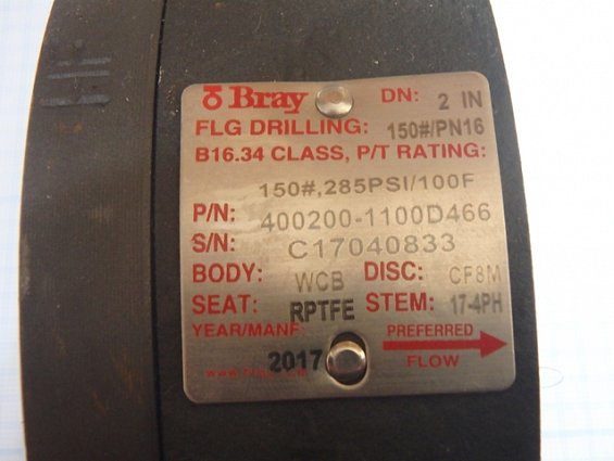 Затвор дисковый поворотный для пара Bray 40-466-DN50 PN16 Ду50 Ру16 DN2in 400200-1100D466 управление