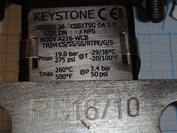 Затвор Keystone k-LOk Series-36 DN100 4" PN16 +260С body a216-wcb trim cs/ss/ss/rtfe/g/s