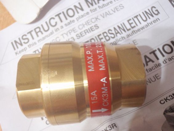Клапан обратный муфтовый check valve ck3m-a 15mm 1/2" 10barg +220C