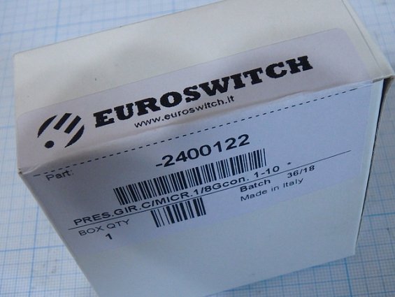 Датчик давления pressure switch euroswitch model-2400122 G1/8" 01-10bar Vn=250Vac In=3(2)A 3C