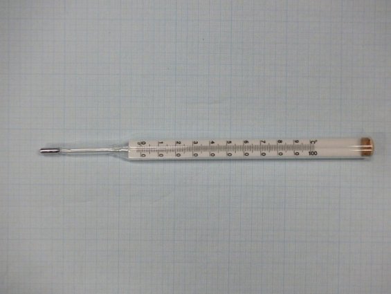Термометр ТТ П-4 0...+100гр.С длина нижней части 65мм стеклянный ртутный прямой технический