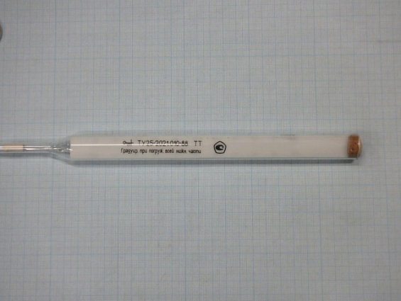 Термометр ТТ П-4 0...+100гр.С длина нижней части 155мм стеклянный ртутный прямой технический