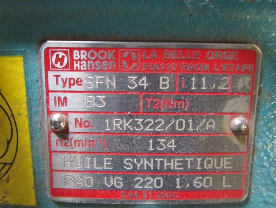 Моторредуктор brook hansen SFN34b i=11.2 n2=134 Ф40mm huile synthetique pao VG220 1.60L d132mh-4g