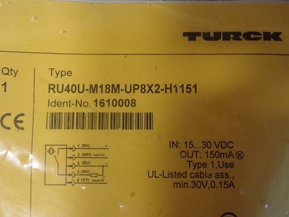Ультразвуковой датчик TURCK RU40U-M18M-UP8X2-H1151 1610008 15...30VDC 150mA