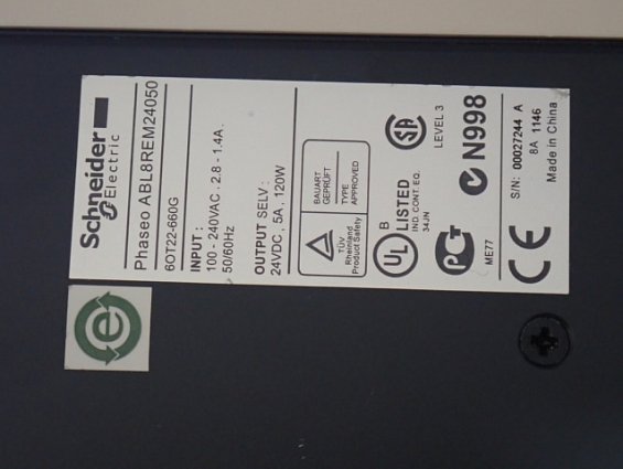 Блок питания Schneider Electric ABL8REM24050 100-240VAC 24VDC 5A 120W БЫВШИЙ В УПОТРЕБЛЕНИИ ТЕХНИЧЕС