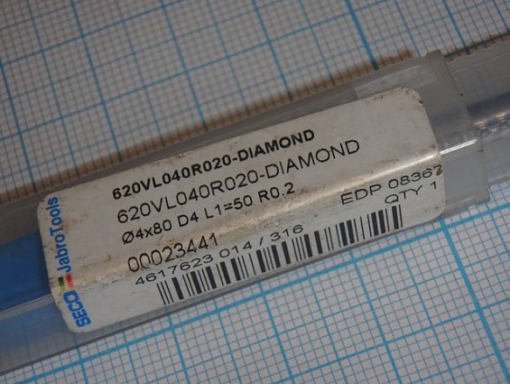 Фреза цельная концевая SECO 620vl040r020-diamond Ф4х80 d4 L1=50 R0.2 00023441 4624108-014-320