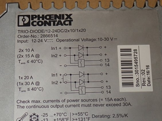 Резервный модуль Phoenix Contact TRIO-DIODE/12-24DC/2х10/1х20 2866514