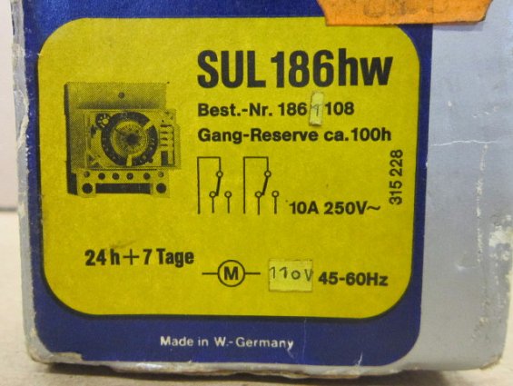 Таймер аналоговый SUL186hw 1861108 24h+7tage 10А 250V~ 110V 45-60Hz