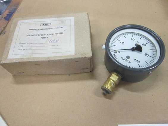 Манометр МП3-У 0-100kgf/cm2 кл.т.1.5 диаметр корпуса Ф100мм IP40 М20х1.5 РШ У2
