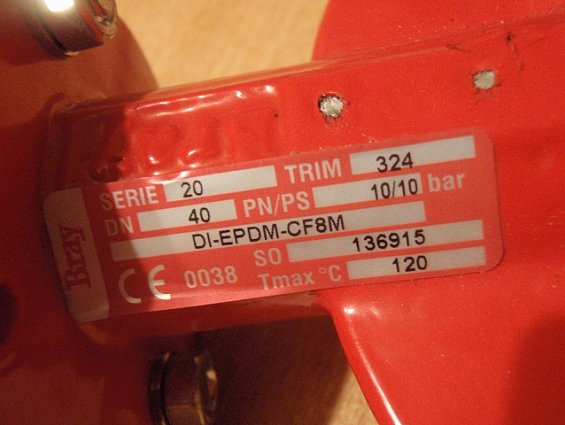 Затвор Bray серия-20 DN40 PN10 дисковый поворотный