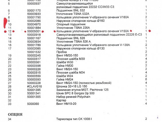 Кольцевое уплотнение EVOLUTION 50005001 Среднего вала Maguin V-образного сечения