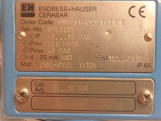 Преобразователь давления cerabar pmp731-R13p1h11F1 -1...10bar Pmin=500mbar Pmax=40bar G1/2"