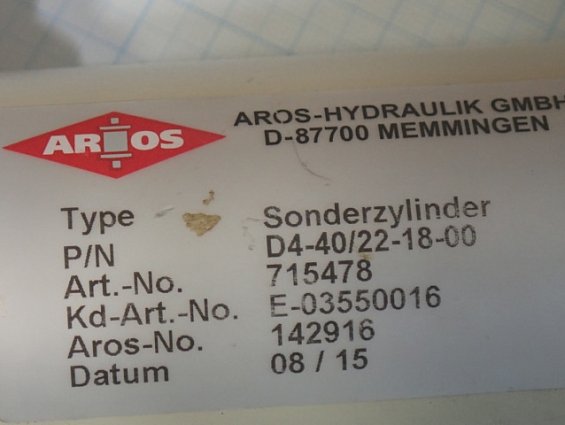 Гидроцилиндр AROS-HYDRAULIK Sonderzylinder D4-40/22-18-00 фильтр-пресса Putsch-10500035602