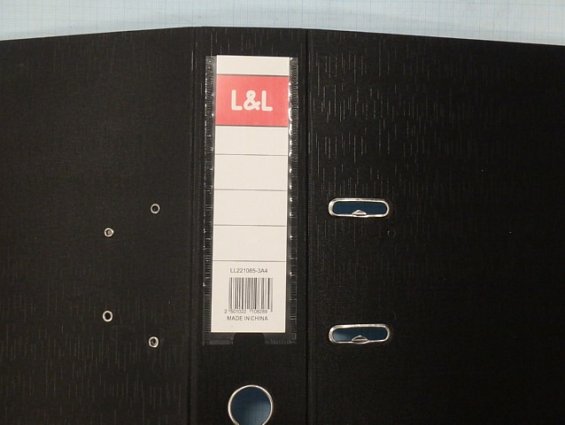 Папка-регистратор картонный L&L ширина 8см 80мм PVC черный c металлической окантовкй+торцевой карман