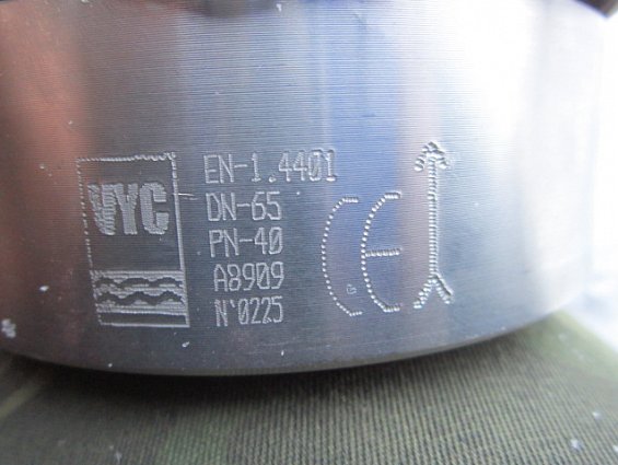 Клапан обратный VYC 170-03-065 DN65 PN40 T=400гр.С межфланцевый нержавеющий