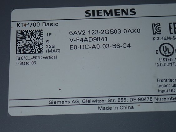 Панель управления SIEMENS 6AV2 123-2GB03-0AX0 БЫВШАЯ В УПОТРЕБЛЕНИИ ТЕХНИЧЕСКИ ИСПРАВНА