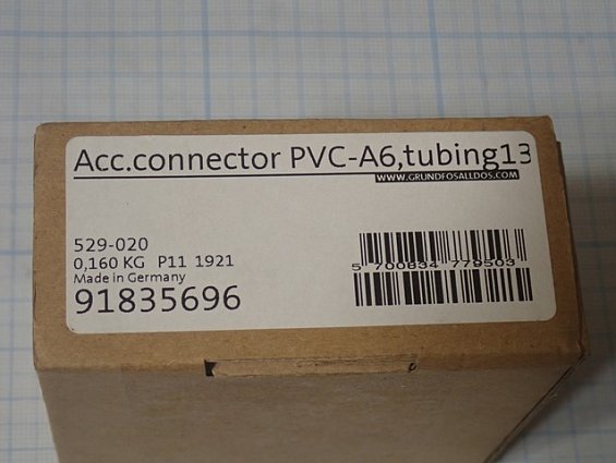 Переходник GRUNDFOS Acc.connector PVC-A6,tubing13 91835696 529-020 DN20 PVC 13/20