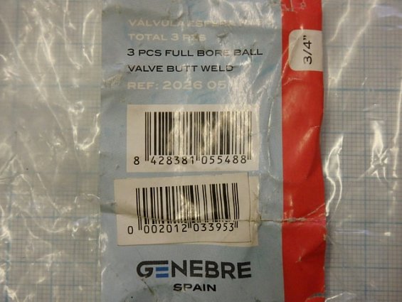 Кран шаровый шаровой GENEBRE 2026-05 DN20 G3/4" PN63 AISI316 Tmax=+180C ISO-фланец F04-F05