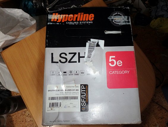 Кабель hyperline SFUTP4-C5E-S24-IN-LSZH-GY-305 витая пара SF/UTP категория 5e 4пары 24awg