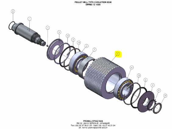 Обечайка EVOLUTION 50004684 Corp de rouleau ROLLER SHELL корпус ролика гранулятора сухого жома