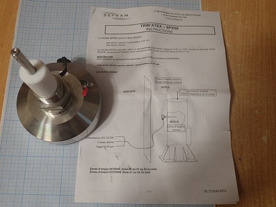 Датчик пыли трибоэлектрический SEFRAM TRIBATEX-SPX50 ALARME ZONE 22 SANS CANNE