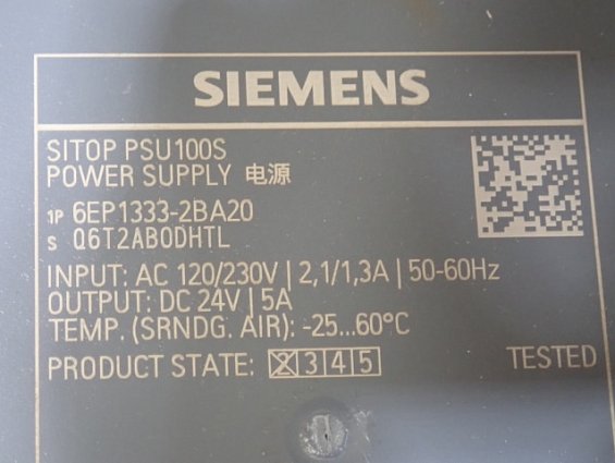Блок питания SIEMENS 6EP1333-2BA20 DC24V/5A Made in Austria без оригинальной упаковки