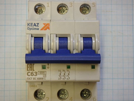 Выключатель автоматический 3-пол 63А С63 6kA KEAZ OptiDin BM63-3 260802