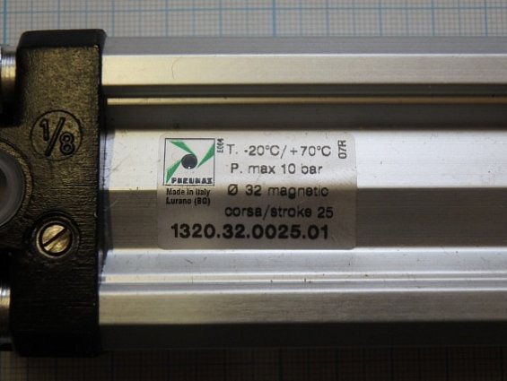 Пневмоцилиндр PNEUMAX 1320.32.0025.01 magnetic магнитный шток давление рабочее 1bar Pmax=10bar