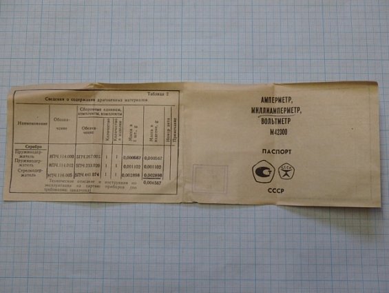 Миллиамперметр М42300 шкала 0-5mA Кл.т1.5 1986г.в СДЕЛАНО В СССР