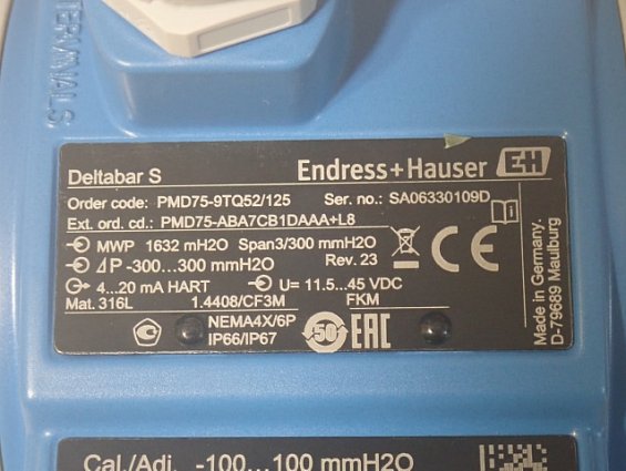 Преобразователь давления Endress+Hauser Deltabar-S PMD75-9TQ52/125 PMD75-ABA7CB1DAAA+L8