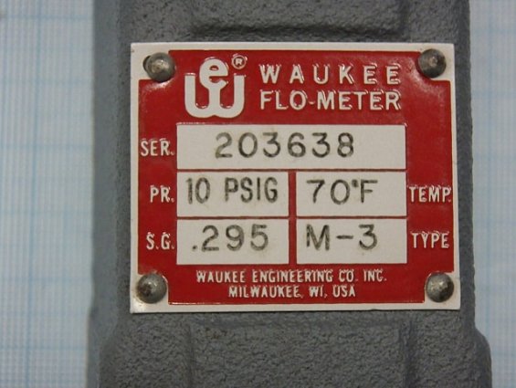 Расходомер газа Waukee flo-meter m-3 203638 DISSOCIATED AMMONIA t=70°F PR=10PSIG S.G.=0.295