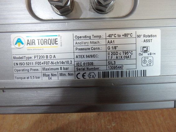 Пневмопривод двустороннего действия AIR TORQUE pt200b-d-a F05+F07-N-ch14х10.2 8bar -40C...+80C