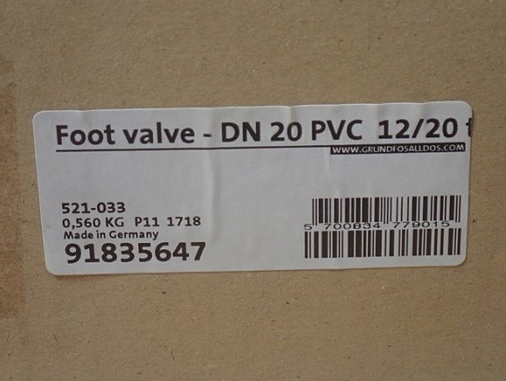 Клапан аспирации GRUNDFOS Foot valve-DN20PVC 12/20 521-033 91835647