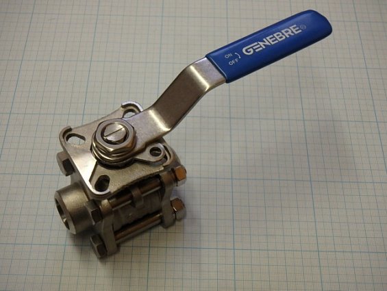 Кран шаровый шаровой GENEBRE 2026-05 DN20 G3/4" PN63 AISI316 Tmax=+180C ISO-фланец F04-F05