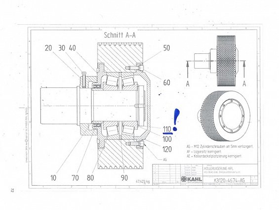 Шлицевая гайка KAHL K6285-0023 NUTMUTTER вала ролика пресса гранулятора сухого жома KAHL PRESSE 39-1