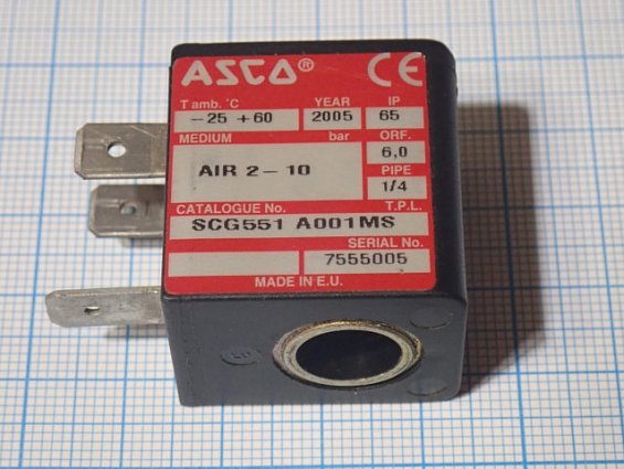 Соленоид ASCO SCG551A001MS катушка электромагнитная 24VDC 3W 400125-042 -25...+60С IP65 2005г MADE I