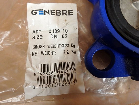 Затвор дисковый поворотный GENEBRE DN65 PN16 2109-10 +120С cf8m диск нержавеющая сталь