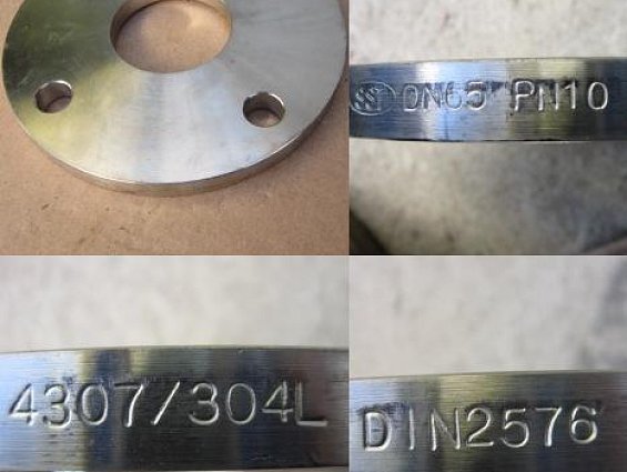 Фланец плоский приварной  DN65 PN10 SST DIN 2576 из нержавеющей стали DIN 1.4307 ASTM 304L
