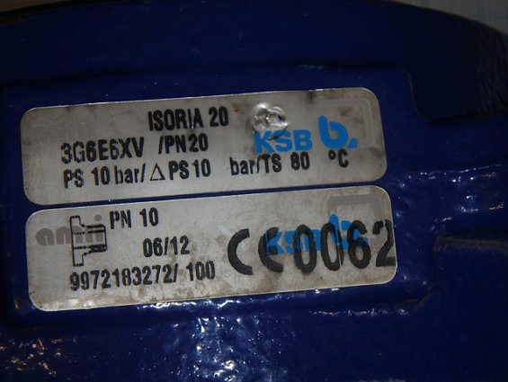 Затвор amri-ksb ISORIA-20 DN65 3G6E6XV/PN20 TS+80С поворотный с голым штоком корпус чугун