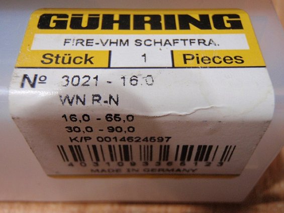 Фреза guhring fire-vhm schaftfra №3021-16.0 16.0-65.0 r-n 30.0-90.0 k/p fire guehring 24597
