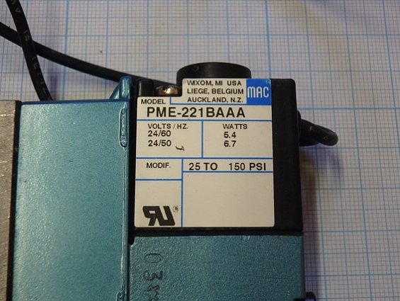 Клапан mac 811C-PM-221BA-122 + PME-221BAAA 24VOLTS 50HZ