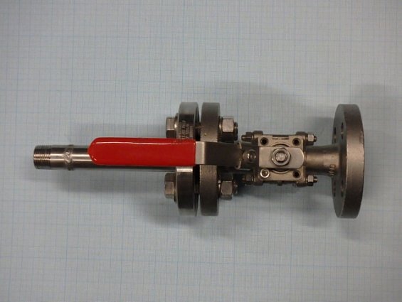 Кран шаровый DN15 PN64 AISI316 фланцевый из нержавеющей стали с переходником