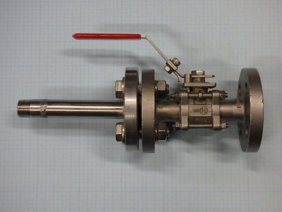 Кран шаровый DN15 PN64 AISI316 фланцевый из нержавеющей стали с переходником