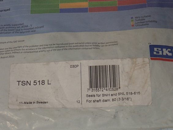 Уплотнение корпуса SKF TSN518L Seals for SNH and SNL518-615 For shaft diam.80(3 3/16")