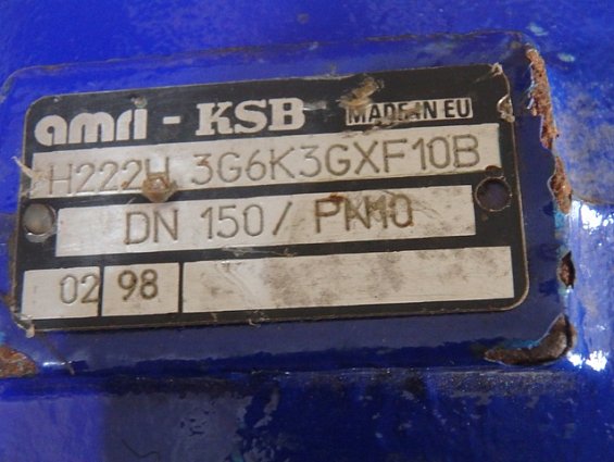 Затвор поворотный amri-ksb DN150 РN10 h222h 3g6k3gxf10b с ручкой amri-ksb